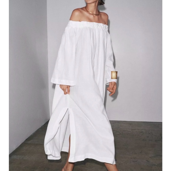 Zara Dresses & Skirts - Zara White Off-Shoulder Maxi Dress